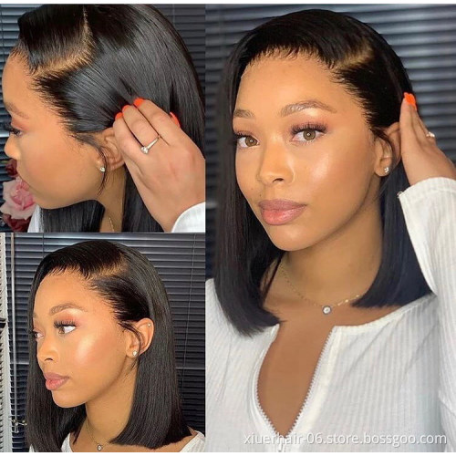 Dropshipping Raw Virgin Glueless Transparent Curly Wig Hair Brazilian Short Bob Pixie Cut Human Hair Wigs For Black Women